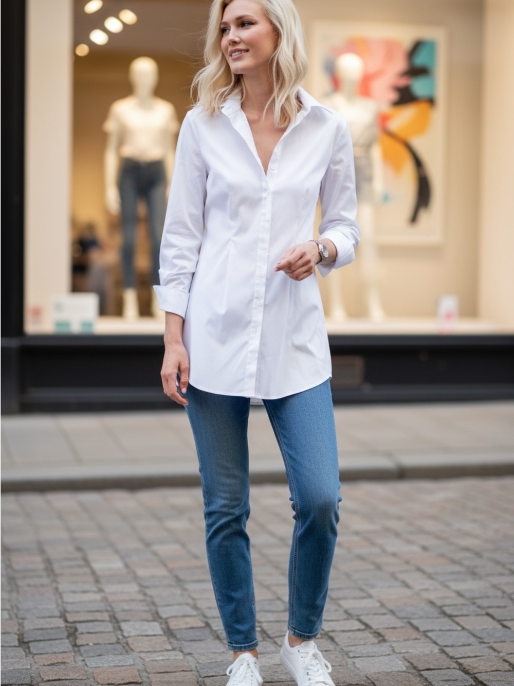 Finley White Collared Button Shirt